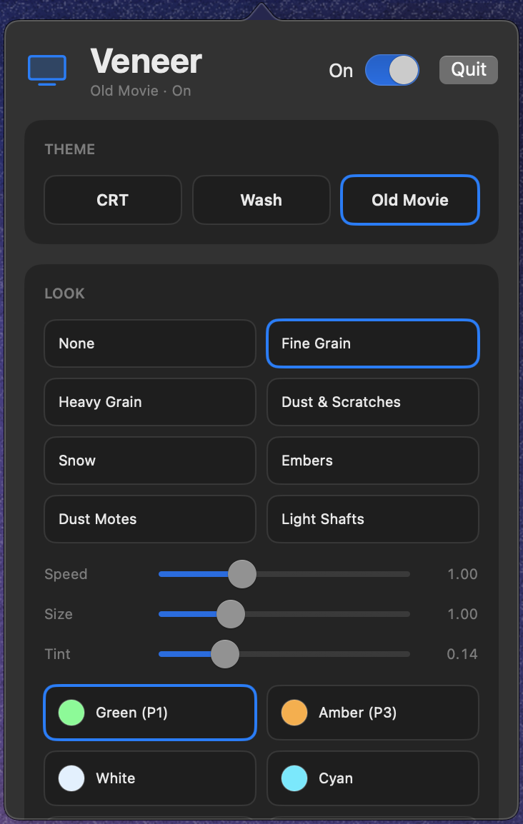 Veneer control panel, Old Movie